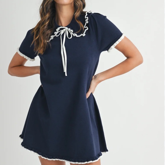 Mable Dresses & Skirts - MABLE Jolene Ruffle Trim Knit Dress NWT